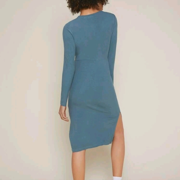 Maternity button front split hem rib knit dress - Picture 2 of 2